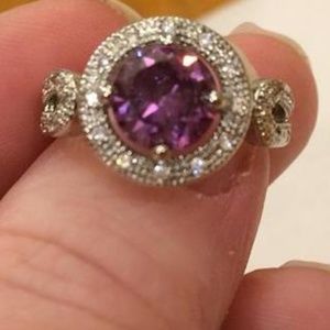 Lots of Bling! Amethyst CZ ring, stamped 925, NWOT